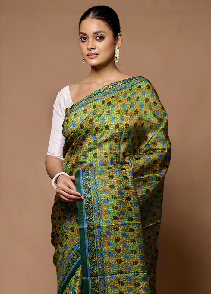 Multicolor Printed Silk Saree Without Blouse Piece