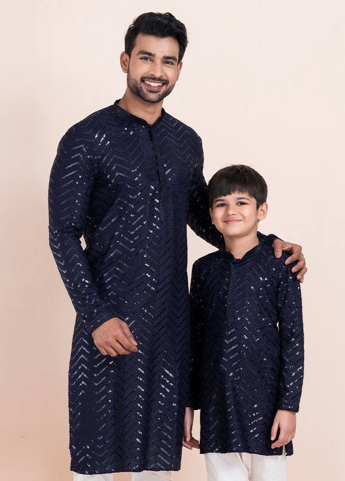 2 PC Blue Viscose Father And Son Combo