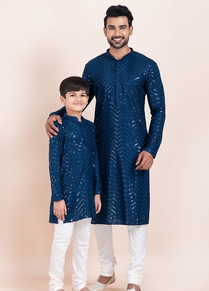 2 PC Blue Viscose Father And Son Combo