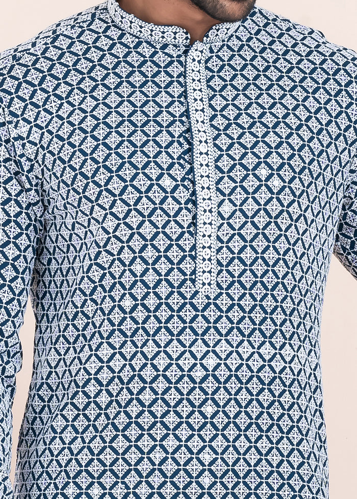 2 PC Blue Silk Father And Son Combo