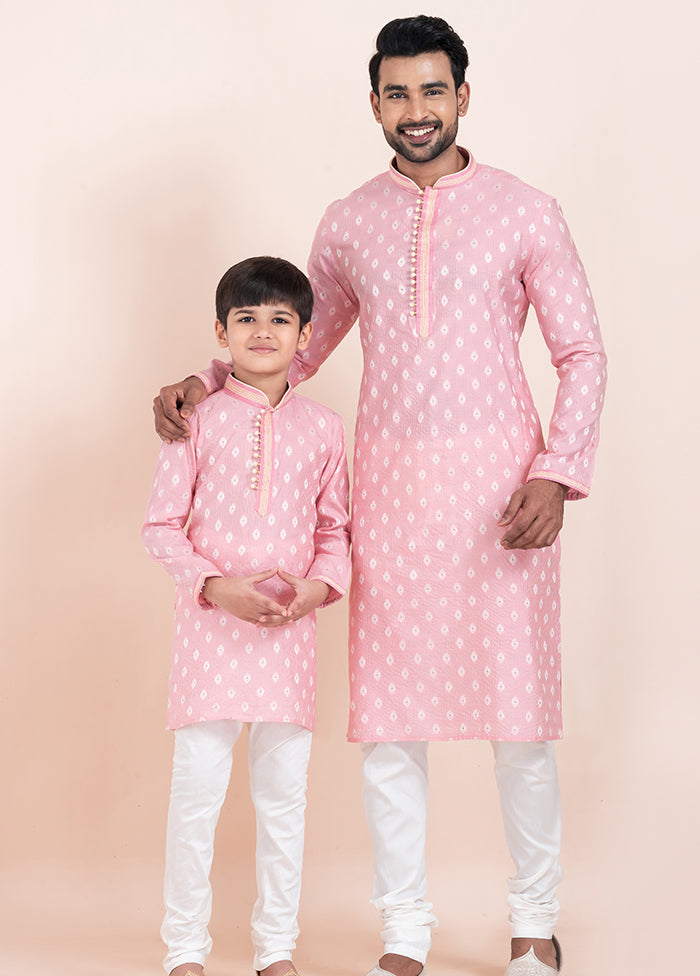 2 PC Pink Silk Father And Son Combo