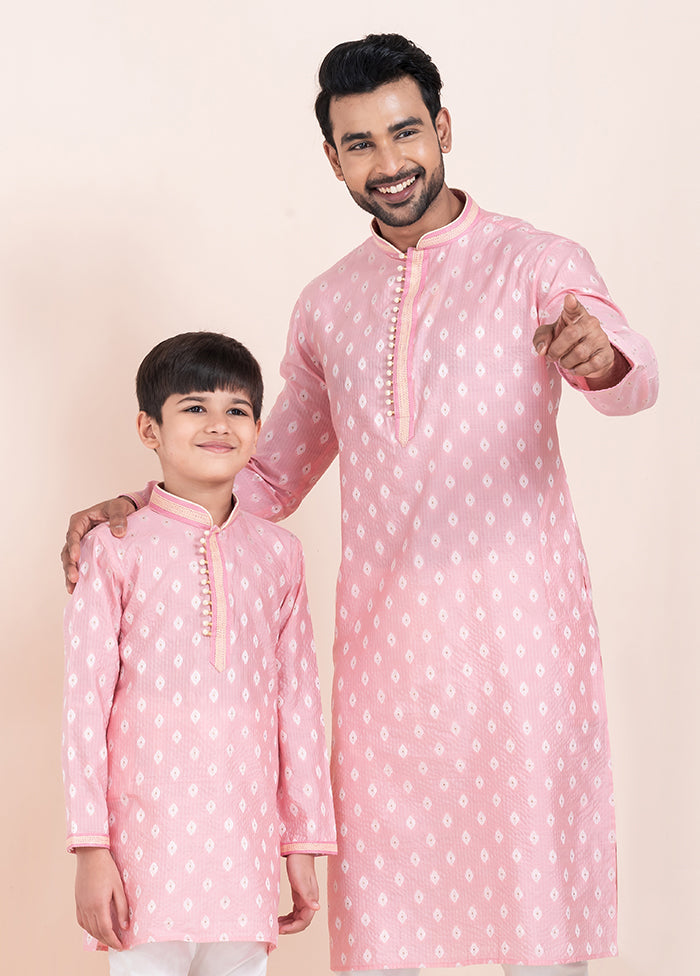 2 PC Pink Silk Father And Son Combo