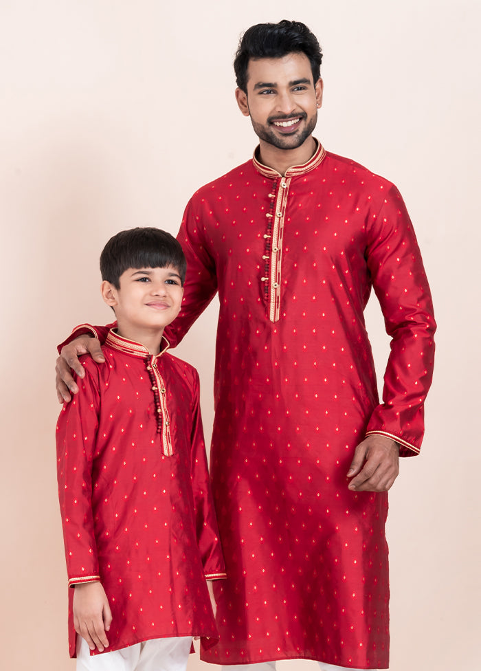2 PC Red Cotton Father And Son Combo