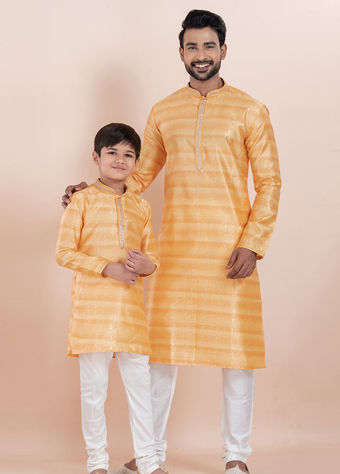 2 PC Orange Cotton Father And Son Combo