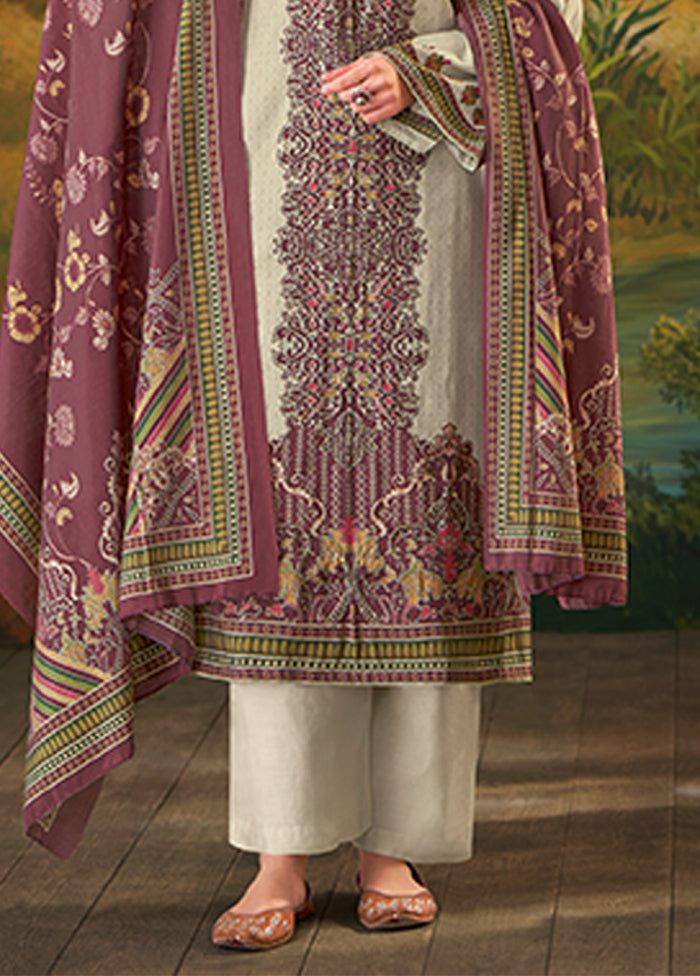 3 Pc Cream Silk Suit Set