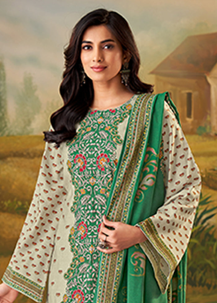 3 Pc Cream Silk Suit Set