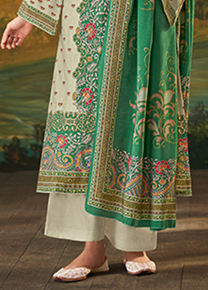 3 Pc Cream Silk Suit Set
