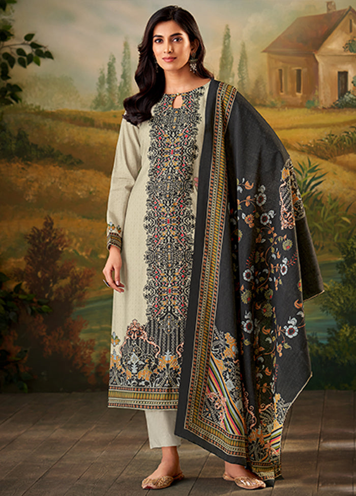3 Pc Cream Silk Suit Set
