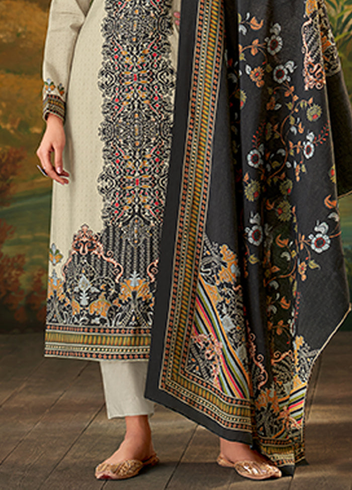3 Pc Cream Silk Suit Set