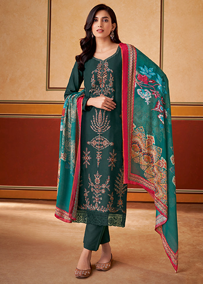 3 Pc Green Silk Suit Set