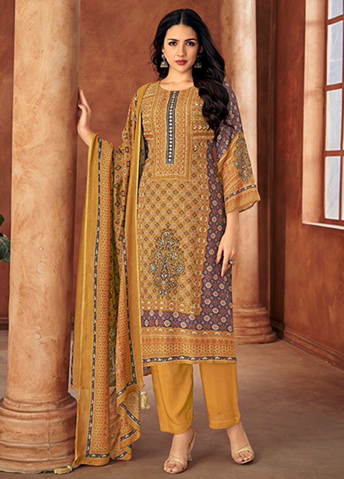 3 Pc Multicolor Silk Suit Set