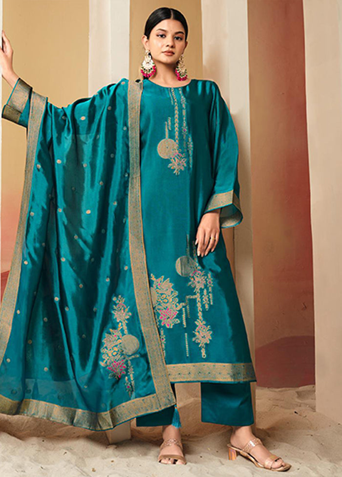 3 Pc Green Silk Suit Set