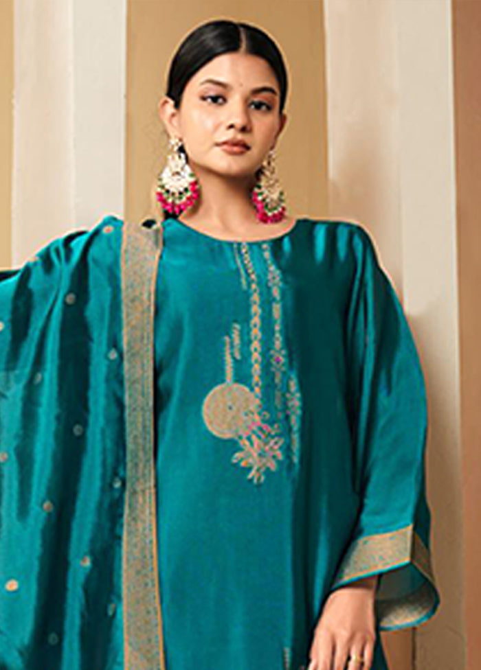 3 Pc Green Silk Suit Set