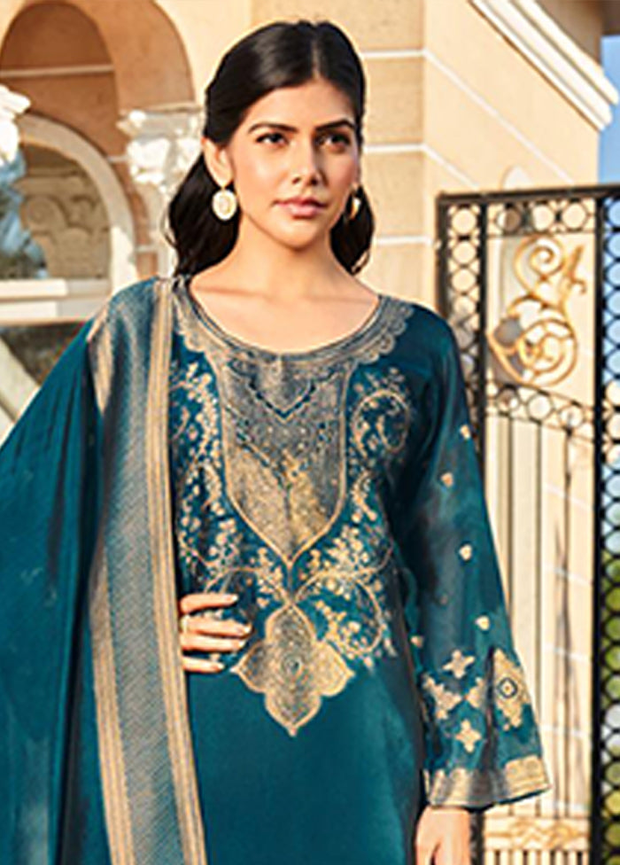 3 Pc Green Silk Suit Set
