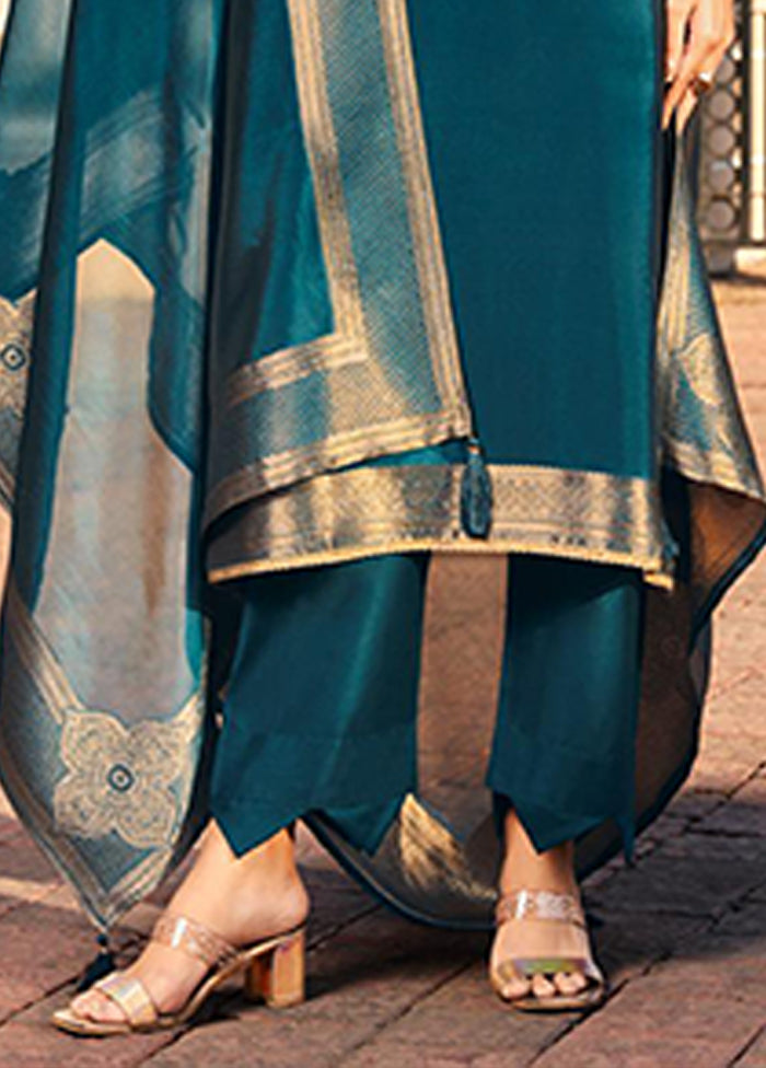 3 Pc Green Silk Suit Set