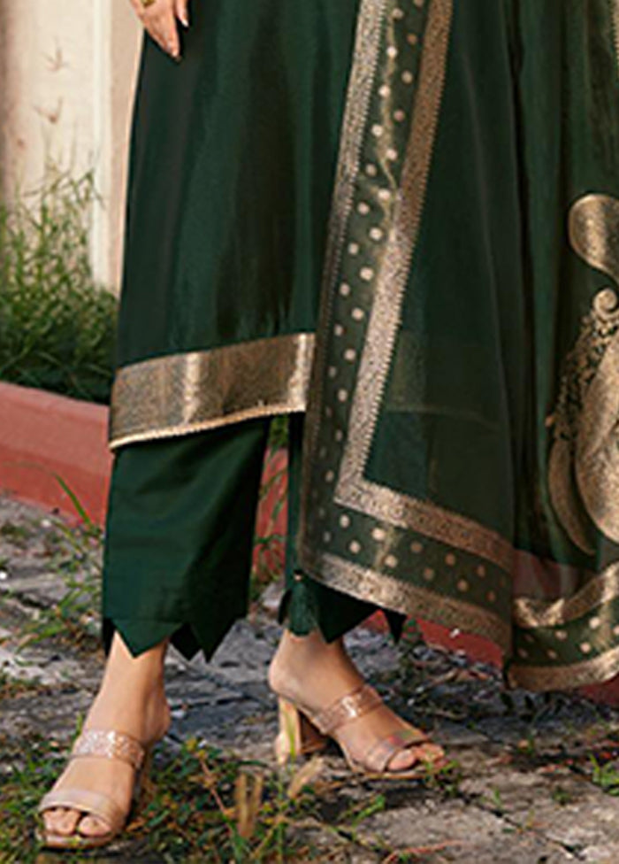 3 Pc Green Silk Suit Set