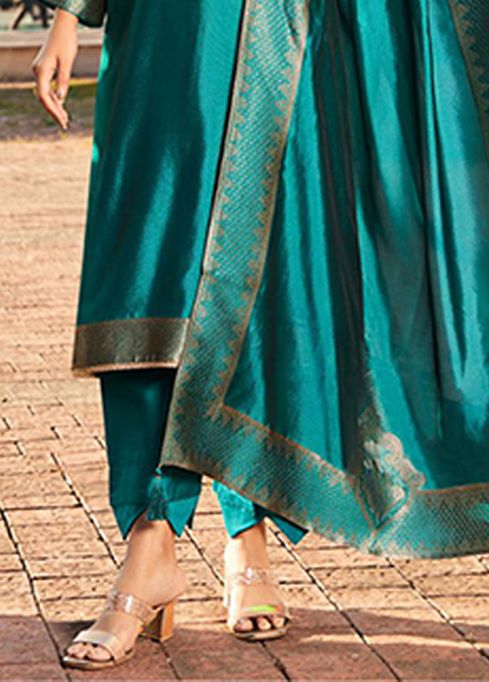 3 Pc Green Silk Suit Set