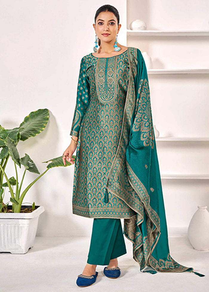 3 Pc Green Silk Suit Set