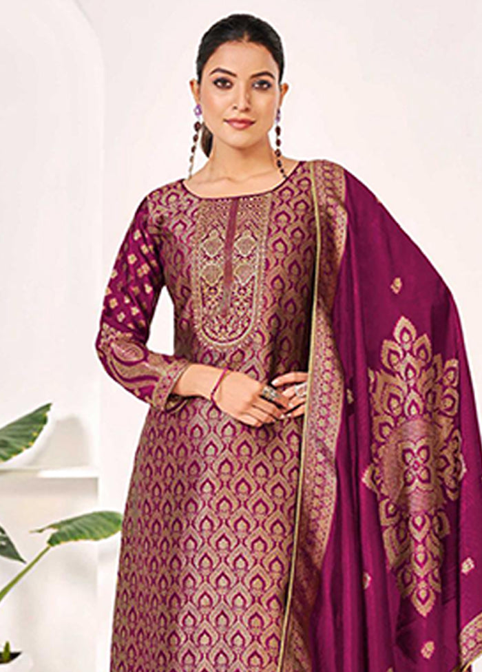 3 Pc Purple Silk Suit Set