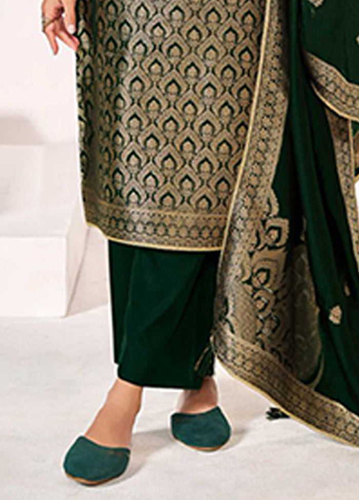 3 Pc Green Silk Suit Set