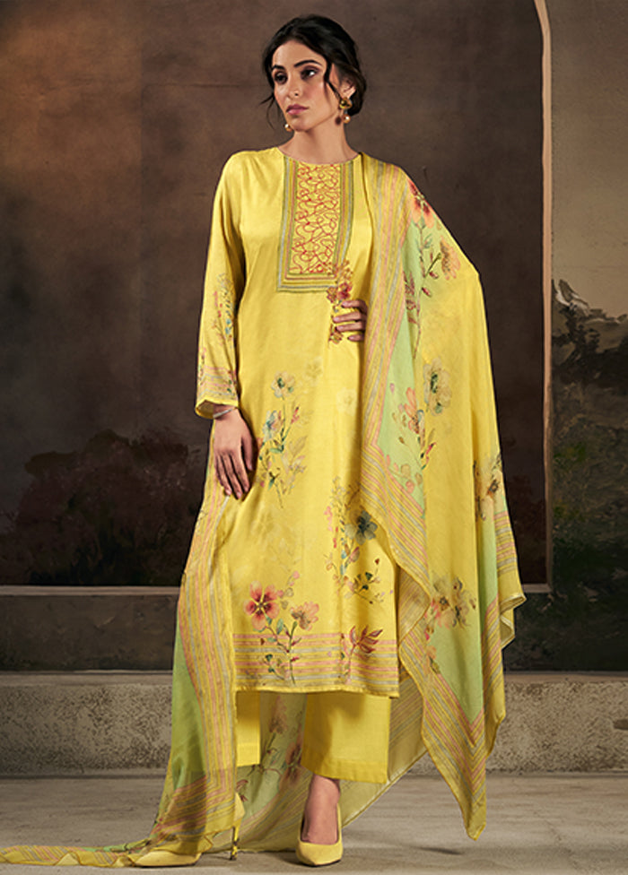 3 Pc Yellow Silk Suit Set