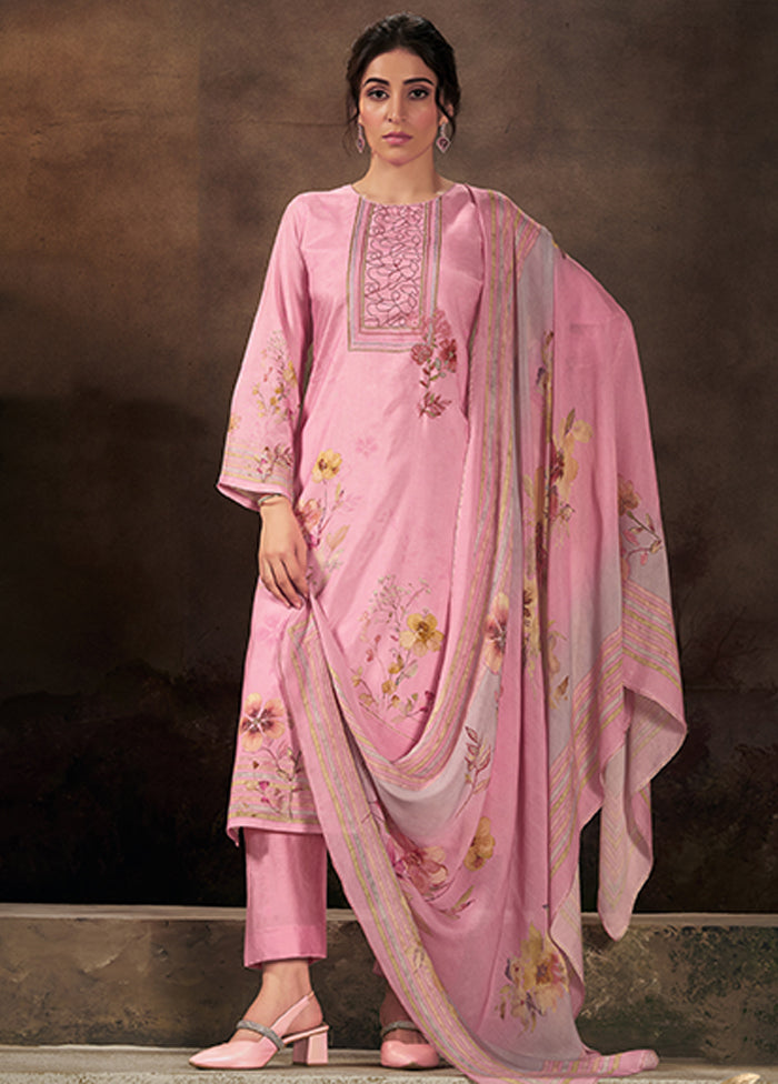 3 Pc Pink Silk Suit Set
