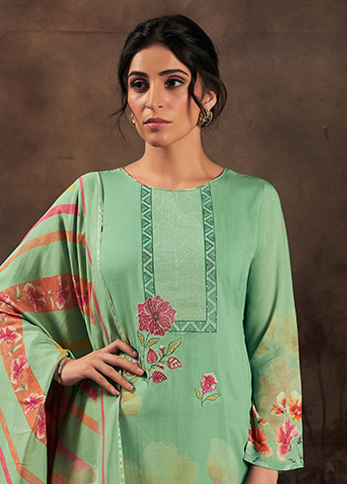 3 Pc Green Silk Suit Set