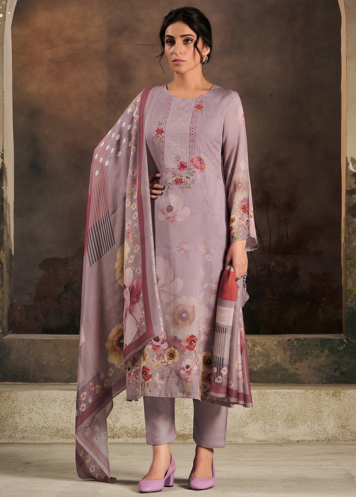 3 Pc Purple Silk Suit Set