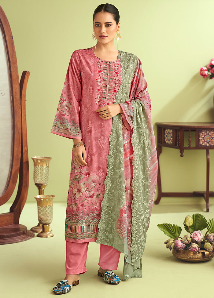 3 Pc Pink Silk Suit Set