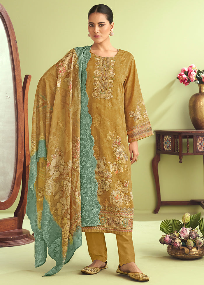 3 Pc Yellow Silk Suit Set