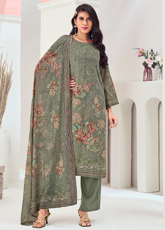 3 Pc Green Silk Suit Set