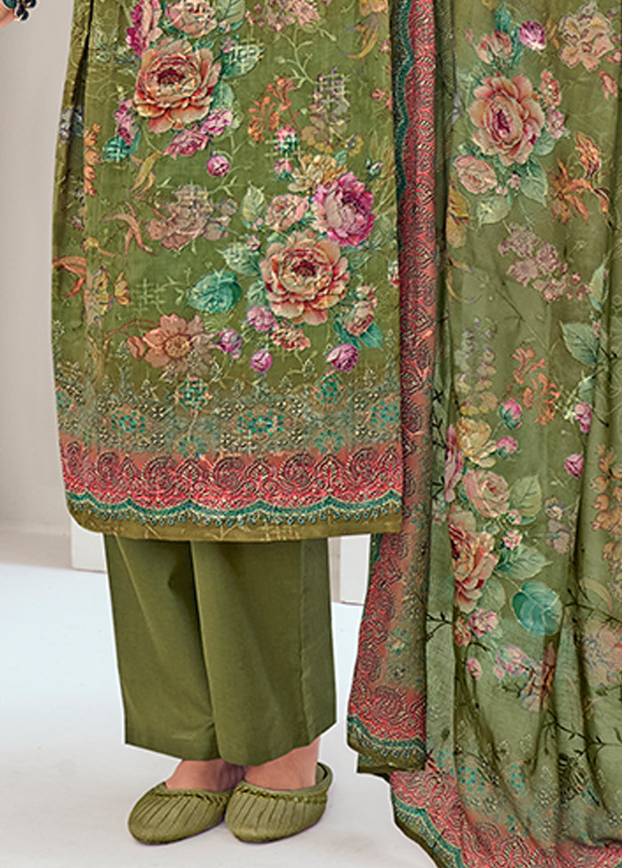 3 Pc Green Silk Suit Set