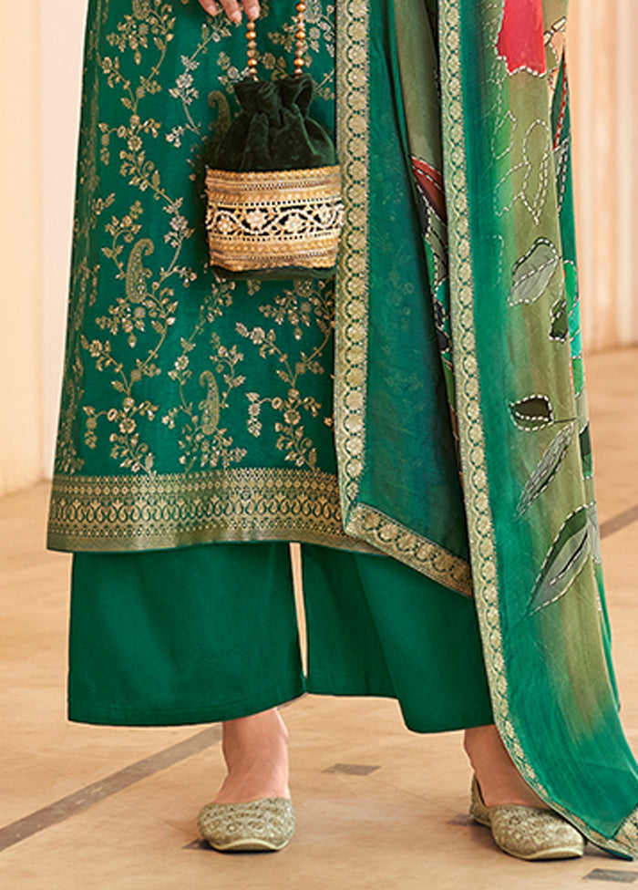 3 Pc Green Silk Suit Set