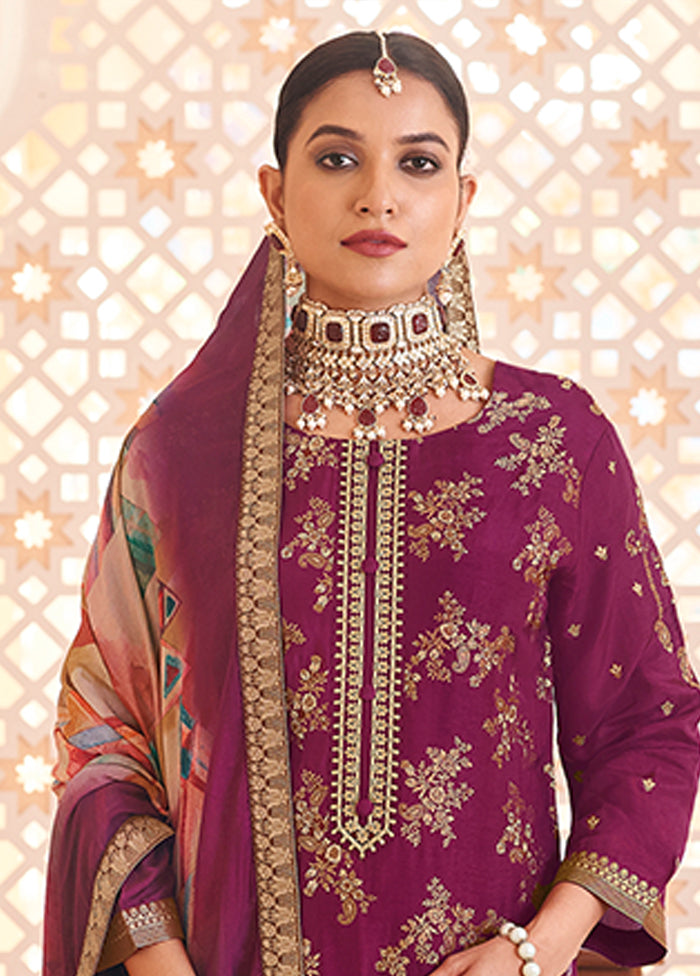 3 Pc Purple Silk Suit Set