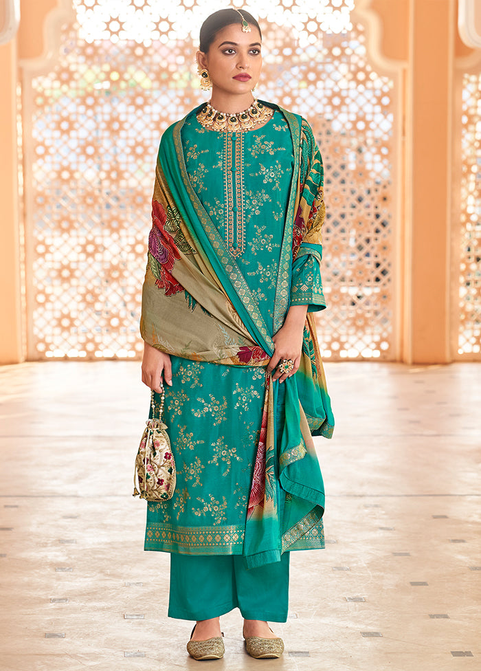 3 Pc Green Silk Suit Set