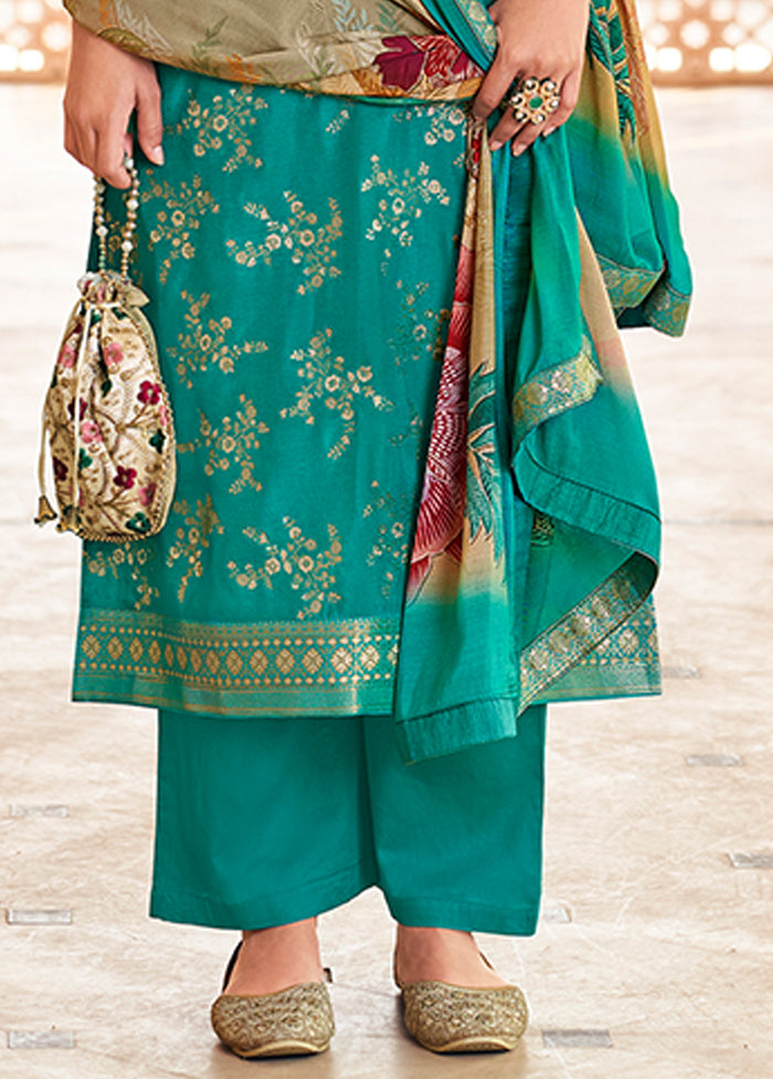 3 Pc Green Silk Suit Set