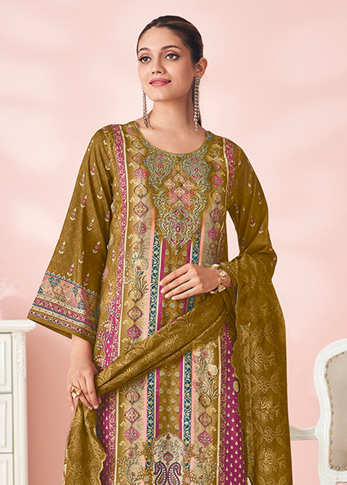 3 Pc Yellow Cotton Suit Set