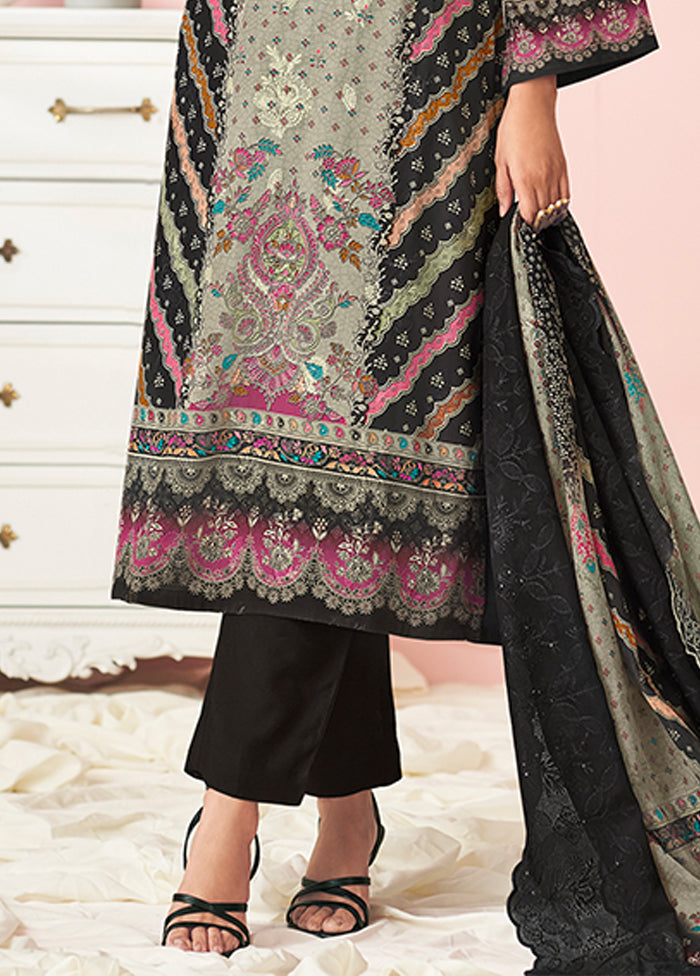 3 Pc Black Cotton Suit Set