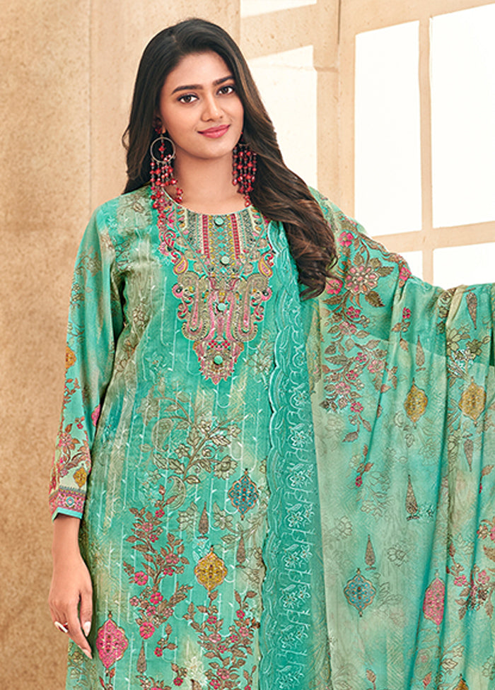 3 Pc Green Cotton Suit Set