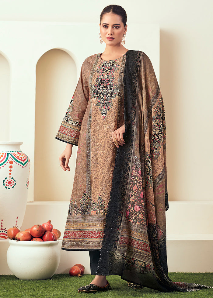 3 Pc Brown Cotton Suit Set