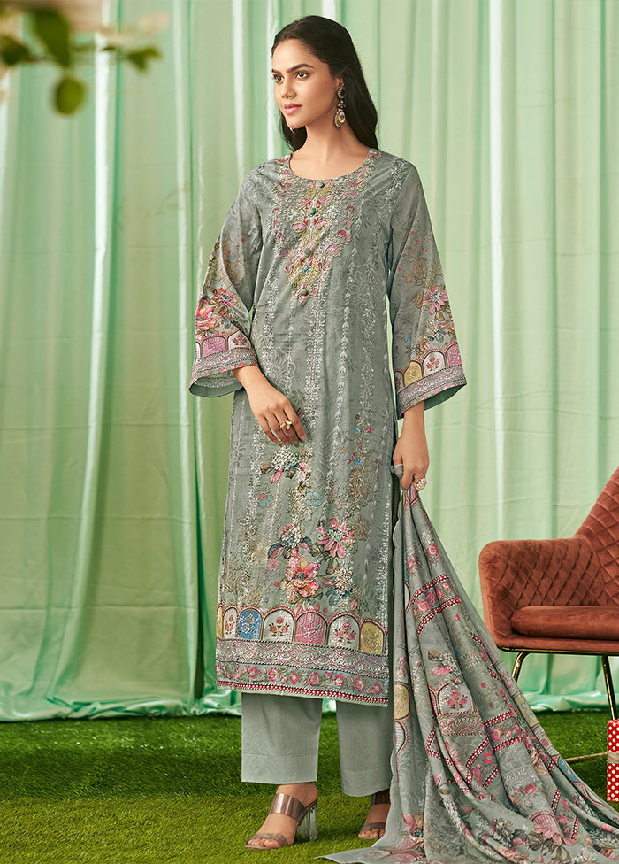 3 Pc Green Cotton Suit Set