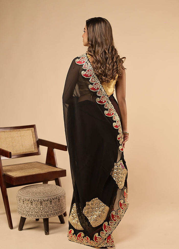 Red Handloom Chiffon Pure Silk Saree With Blouse Piece