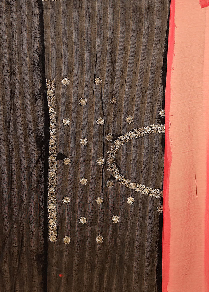 Red Handloom Chiffon Pure Silk Saree With Blouse Piece