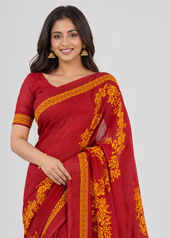 Blue Printed Pure Silk Saree Without Blouse Piece