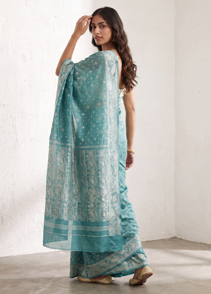 Green Jamdani Cotton Saree Without Blouse Piece