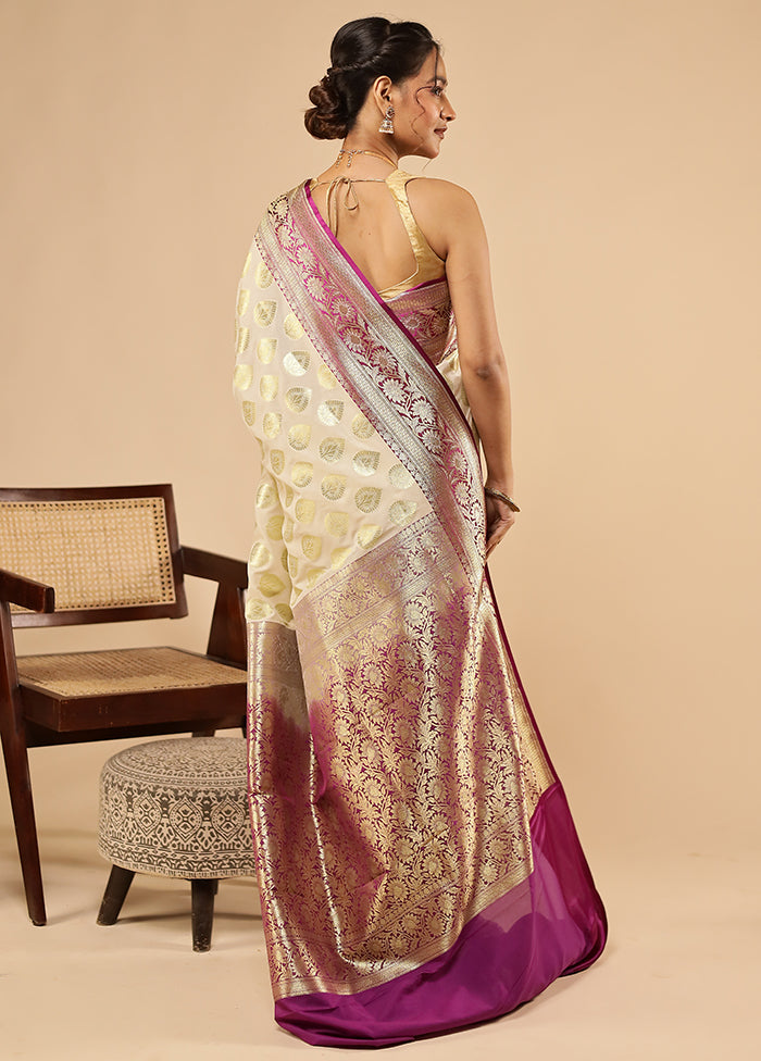 Cream Uppada Silk Saree With Blouse Piece
