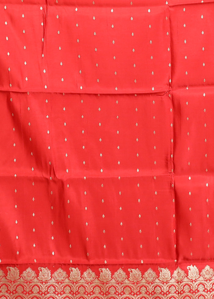 Red Handloom Banarasi Pure Silk Saree With Blouse Piece
