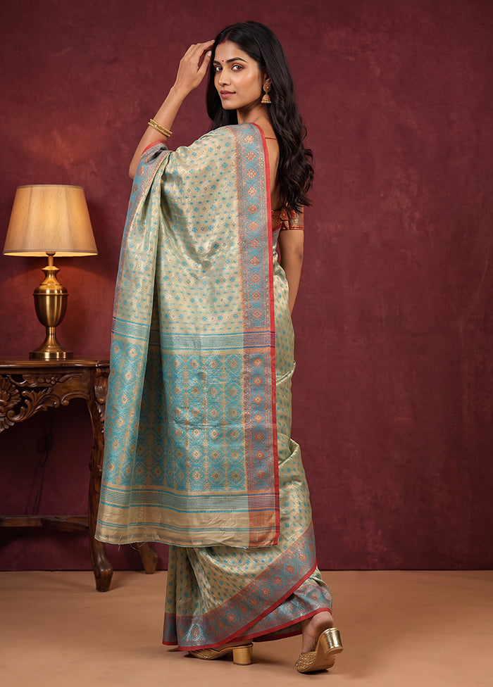 Cream Jamdani Cotton Saree Without Blouse Piece