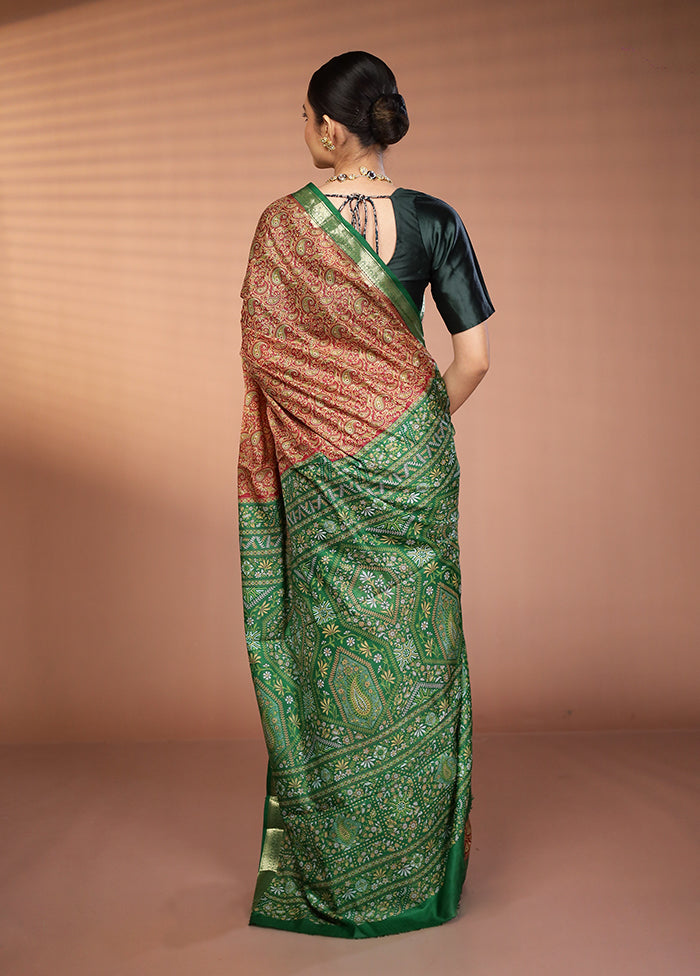 Maroon Printed Silk Saree Without Blouse Piece