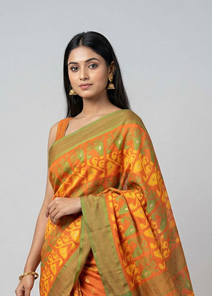 Rust Jamdani Cotton Saree Without Blouse Piece